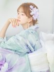 画像2: 【即日発送】ニュアンスフラワーミント牡丹浴衣 OBI-siwa-200-kj-13-OW / HIMO-903-kj-W / HEKO-800-sb-5-WH / GETA-01-kj-4-MI/ [YMT] (2)