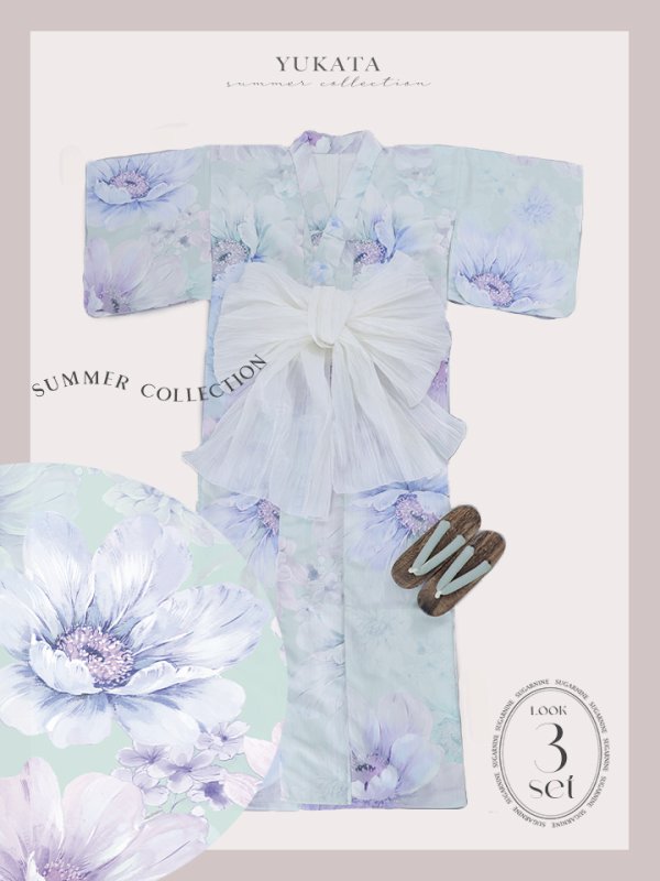 画像22: 【即日発送】ニュアンスフラワーミント牡丹浴衣【浴衣３点セット 浴衣/帯/下駄】[YMT] (22)