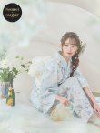 画像1: 【即日発送】クラシカルローズブルー浴衣 OBI-siwa-200-kj-13-OW / HIMO-903-kj-W / HEKO-800-sb-5-WH / YA-1082-kj-MI / YA-1017-am-W / GETA-01-kj-2-BL/ [YMT] (1)