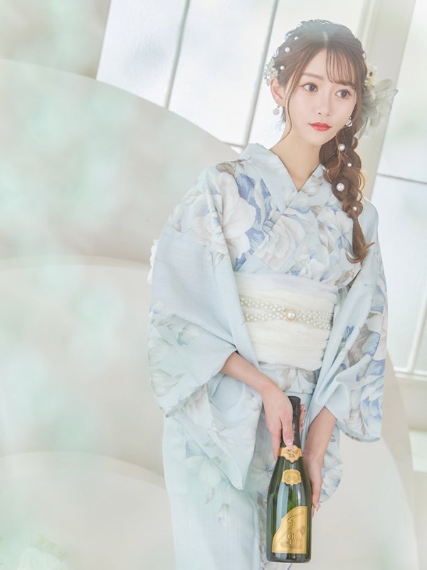 画像25: 【即日発送】クラシカルローズブルー浴衣【浴衣３点セット 浴衣/帯/下駄】[YMT] (25)