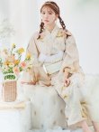 画像1: 【即日発送！】クリームイエローピオニー浴衣 OBI-siwa-200-kj-13-OW / HIMO-900-yn-8-P / HEKO-800-sb-5-WH / YA-1079-kj-6-W /  GETA-01-kj-7-P/  [YMT] (1)