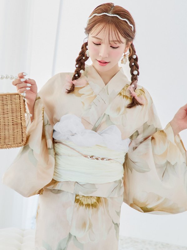 画像11: 【即日発送！】クリームイエローピオニー浴衣【浴衣３点セット 浴衣/帯/下駄】[YMT] (11)