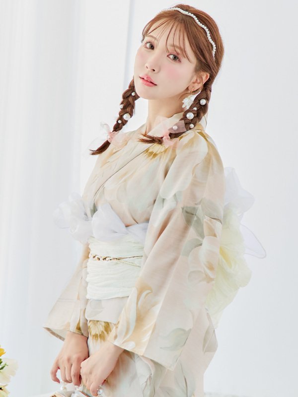 画像12: 【即日発送！】クリームイエローピオニー浴衣【浴衣３点セット 浴衣/帯/下駄】[YMT] (12)