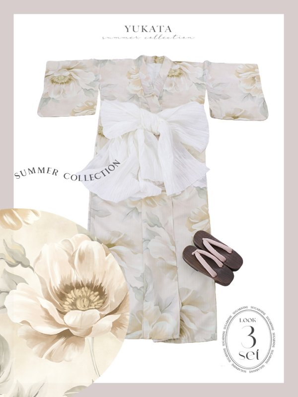 画像19: 【即日発送！】クリームイエローピオニー浴衣【浴衣３点セット 浴衣/帯/下駄】[YMT] (19)