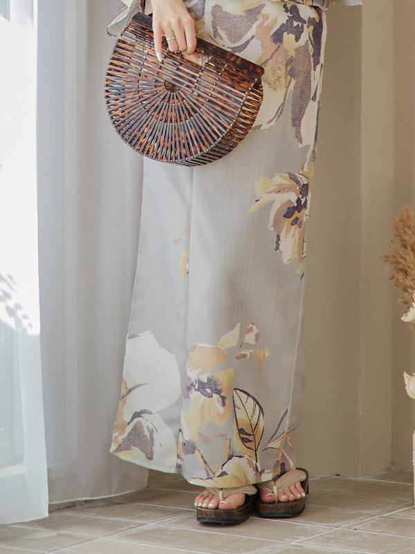 画像19: 【即日発送！】グレージュニュアンスフラワー浴衣【浴衣３点セット 浴衣/帯/下駄】[YMT] (19)