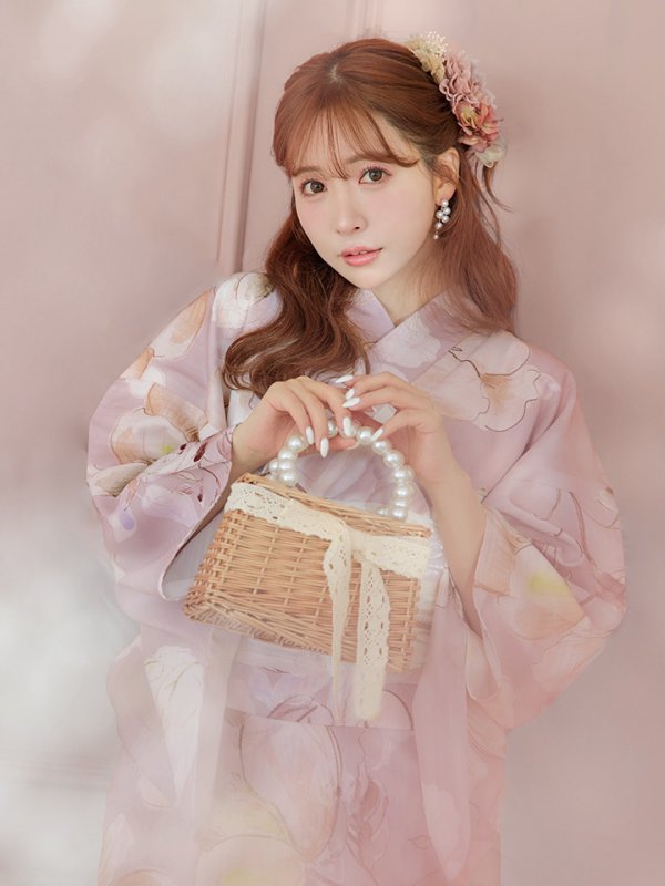 画像14: 【即日発送】大人くすみピンクx牡丹浴衣【浴衣３点セット 浴衣/帯/下駄】[YMT] (14)