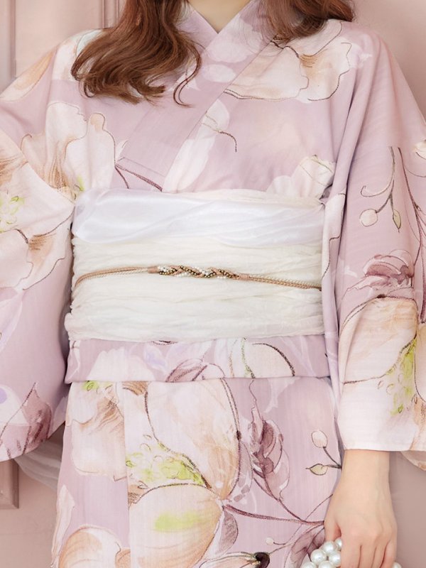 画像18: 【即日発送】大人くすみピンクx牡丹浴衣【浴衣３点セット 浴衣/帯/下駄】[YMT] (18)