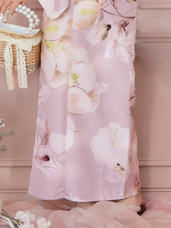 画像19: 【即日発送】大人くすみピンクx牡丹浴衣【浴衣３点セット 浴衣/帯/下駄】[YMT] (19)