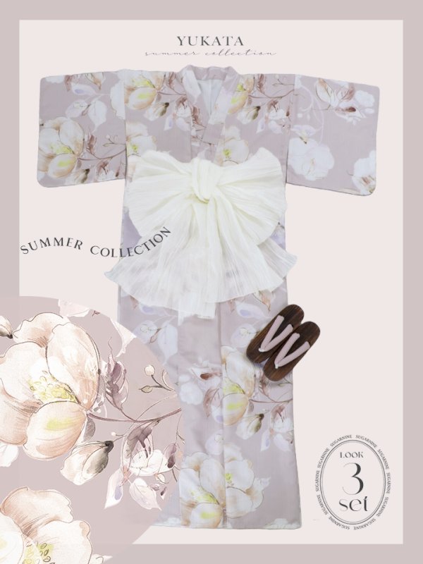 画像19: 【即日発送！】大人くすみピンクx牡丹浴衣【浴衣３点セット 浴衣/帯/下駄】[YMT] (19)