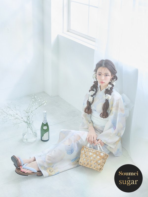 画像3: 【即日発送】アイシーフラワー牡丹浴衣【浴衣３点セット 浴衣/帯/下駄】[YMT] (3)