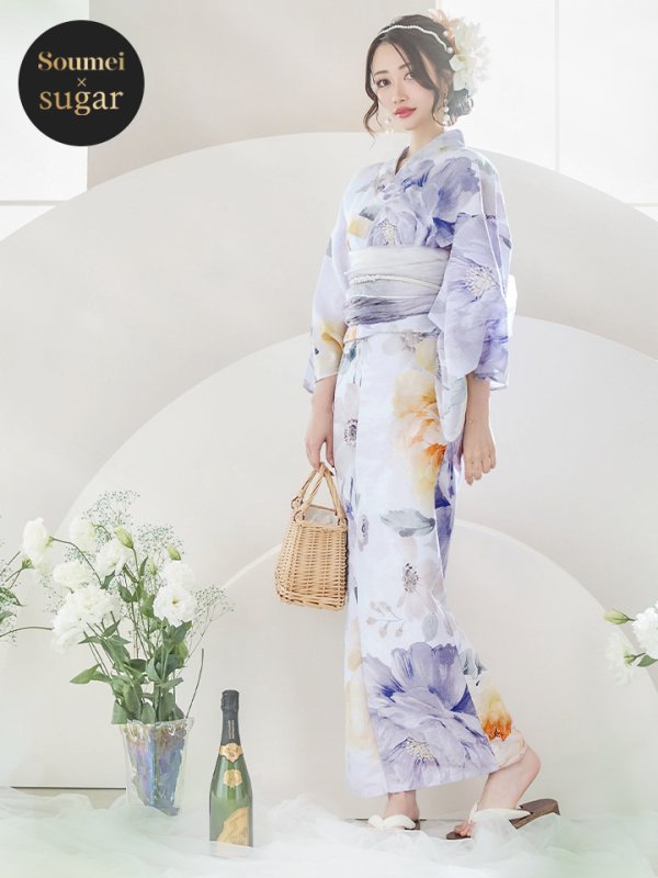 画像3: 【即日発送】シャーベットフラワー牡丹浴衣【浴衣３点セット 浴衣/帯/下駄】[YMT] (3)