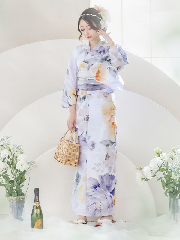 画像8: 【即日発送】シャーベットフラワー牡丹浴衣【浴衣３点セット 浴衣/帯/下駄】[YMT] (8)