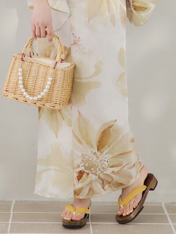 画像19: 【即日発送！】水彩イエローフラワー浴衣【浴衣３点セット 浴衣/帯/下駄】[YMT] (19)