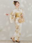 画像4: 【即日発送！】水彩イエローフラワー浴衣【浴衣３点セット 浴衣/帯/下駄】[YMT] (4)