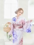 画像14: 【即日発送】ホワイト×ピオニー浴衣 OBI-g-500-kj-1-R/ HIMO-900-yn-5-IV / HEKO-800-sb-5-WH / YA-593-kj-CL/ YA-1081-kj-W / GETA-01-kj-7-P/ [YMT] (14)
