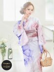 画像2: 【即日発送】ホワイト×ピオニー浴衣 OBI-g-500-kj-1-R/ HIMO-900-yn-5-IV / HEKO-800-sb-5-WH / YA-593-kj-CL/ YA-1081-kj-W / GETA-01-kj-7-P/ [YMT] (2)