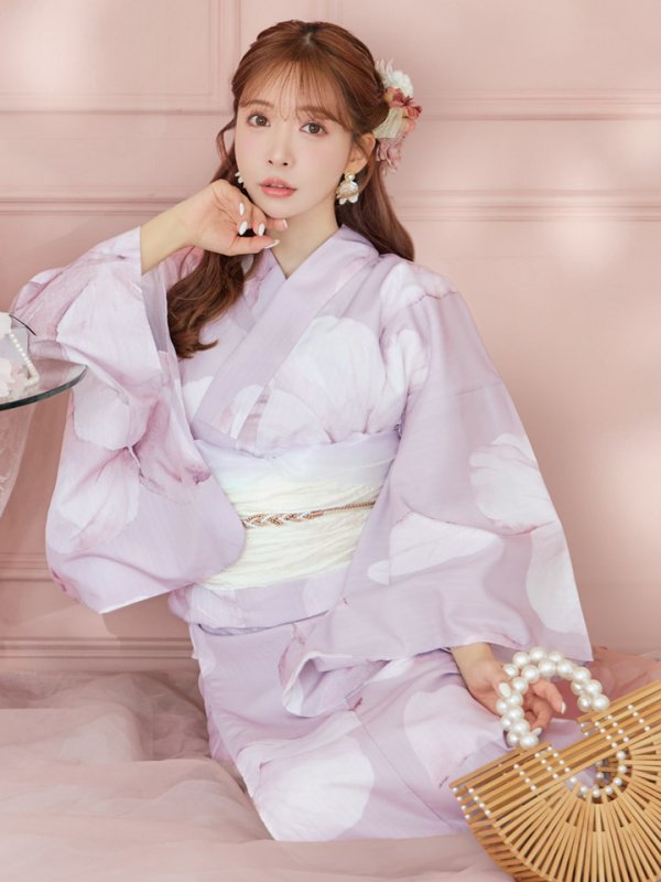 画像2: 【即日発送】くすみピンクブロッサム浴衣【浴衣３点セット 浴衣/帯/下駄】[YMT] (2)