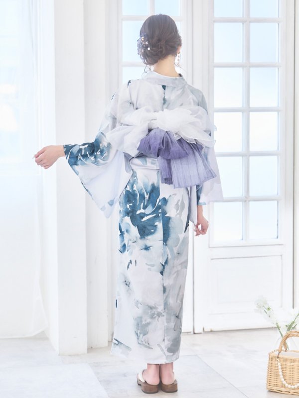 画像16: 【即日発送】グラデーションブルーグリーン浴衣【浴衣３点セット 浴衣/帯/下駄】[YMT] (16)