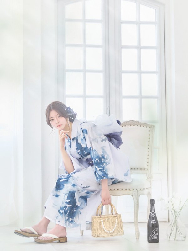 画像6: 【即日発送】グラデーションブルーグリーン浴衣【浴衣３点セット 浴衣/帯/下駄】[YMT] (6)