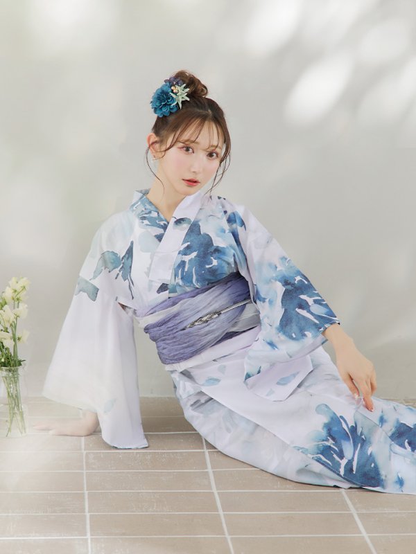 画像17: 【即日発送】グラデーションブルーグリーン浴衣【浴衣３点セット 浴衣/帯/下駄】[YMT] (17)