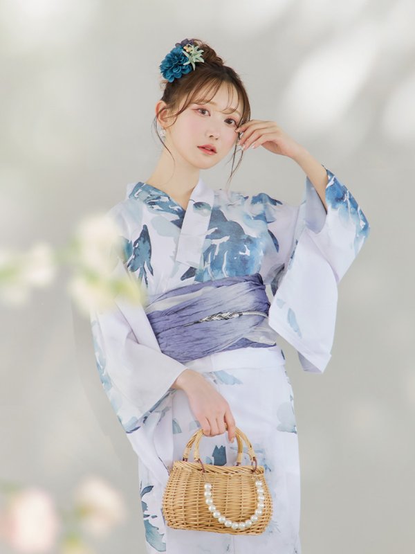 画像7: 【即日発送】グラデーションブルーグリーン浴衣【浴衣３点セット 浴衣/帯/下駄】[YMT] (7)