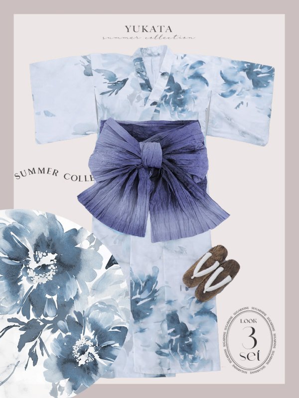 画像27: 【即日発送】グラデーションブルーグリーン浴衣【浴衣３点セット 浴衣/帯/下駄】[YMT] (27)