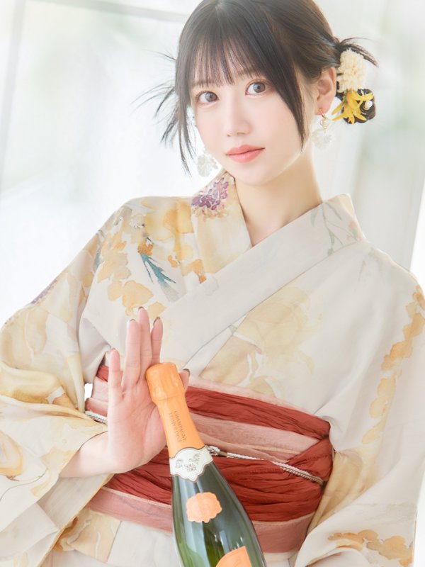 画像15: 【即日発送！】イエローベージュフラワー浴衣【浴衣３点セット 浴衣/帯/下駄】[YMT] (15)