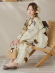 画像2: 【即日発送】ブラウンベージュクラシックフラワー浴衣 OBI-hira-100-ok-2-BRxBE / HIMO-900-yn-7-MOC / HEKO-800-sb-3-BR / YA-577-kj-W / GETA-01-kj-5-MOC/  [YMT] (2)