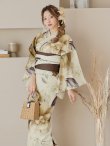 画像3: 【即日発送】ブラウンベージュクラシックフラワー浴衣 OBI-hira-100-ok-2-BRxBE / HIMO-900-yn-7-MOC / HEKO-800-sb-3-BR / YA-577-kj-W / GETA-01-kj-5-MOC/  [YMT] (3)