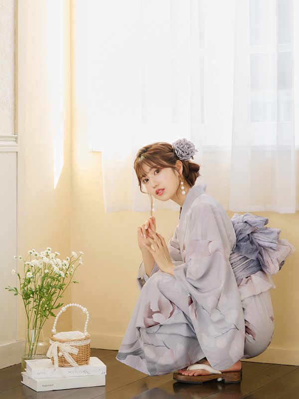 画像17: 【浴衣セール！】【即日発送】アイシーリリーフラワー浴衣【浴衣３点セット 浴衣/帯/下駄】[YMT] (17)