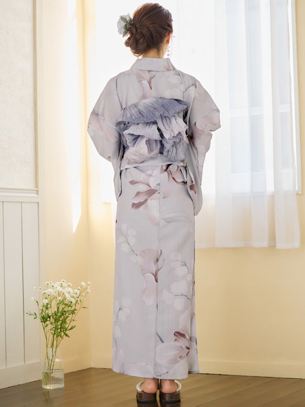 画像18: 【浴衣セール！】【即日発送】アイシーリリーフラワー浴衣【浴衣３点セット 浴衣/帯/下駄】[YMT] (18)