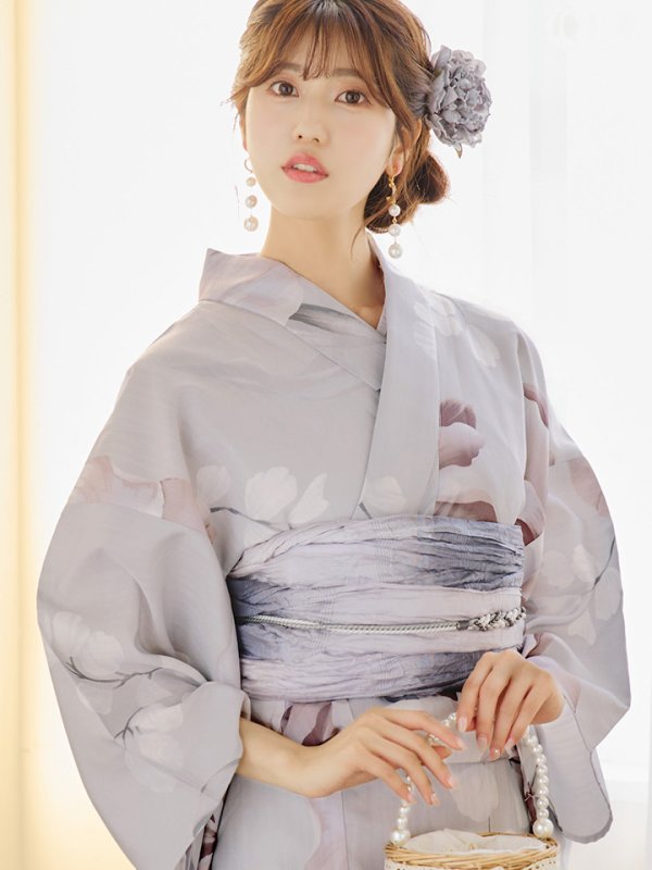 画像19: 【浴衣セール！】【即日発送】アイシーリリーフラワー浴衣【浴衣３点セット 浴衣/帯/下駄】[YMT] (19)