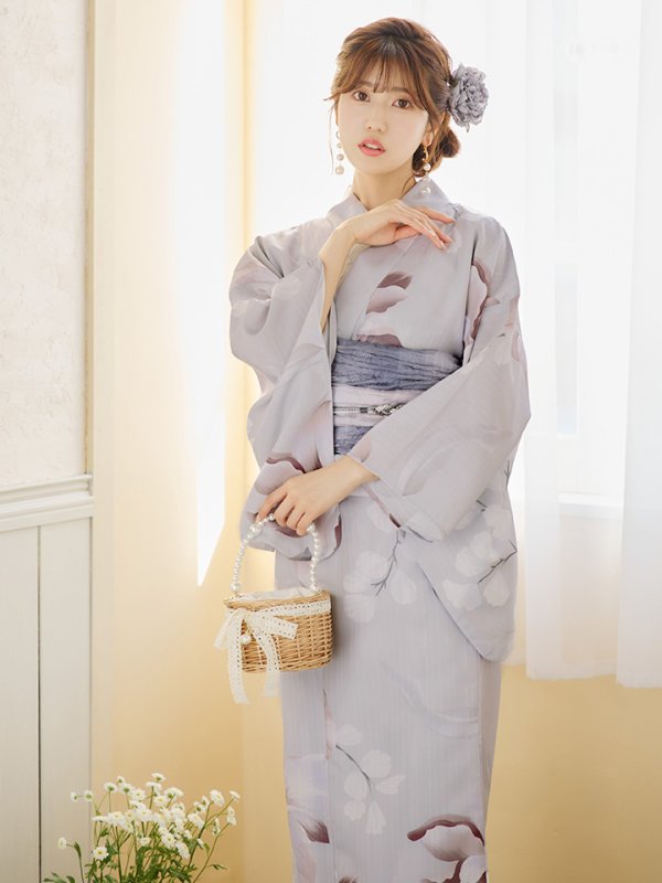 画像8: 【浴衣セール！】【即日発送】アイシーリリーフラワー浴衣【浴衣３点セット 浴衣/帯/下駄】[YMT] (8)