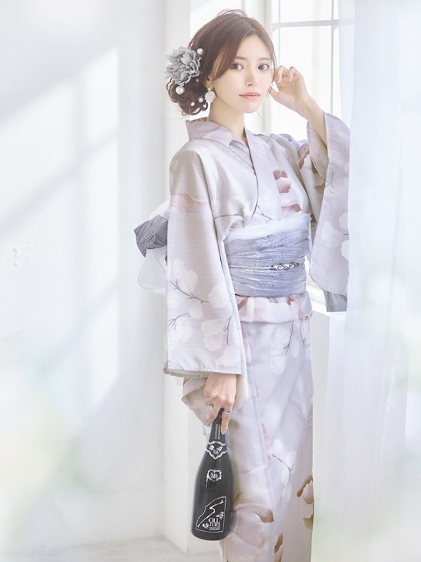 画像11: 【浴衣セール！】【即日発送！】アイシーリリーフラワー浴衣【浴衣３点セット 浴衣/帯/下駄】[YMT] (11)