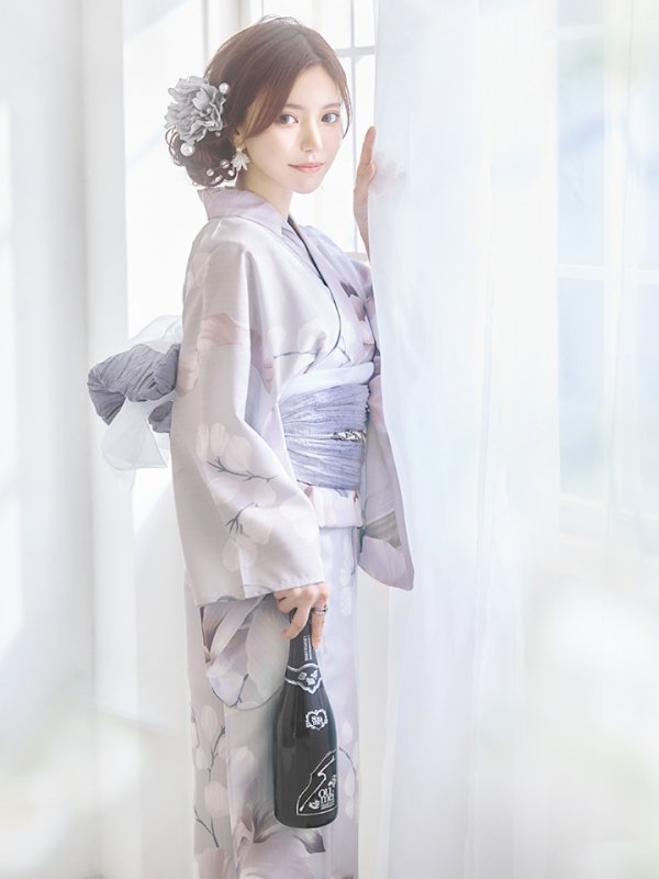 画像9: 【浴衣セール！】【即日発送！】アイシーリリーフラワー浴衣【浴衣３点セット 浴衣/帯/下駄】[YMT] (9)