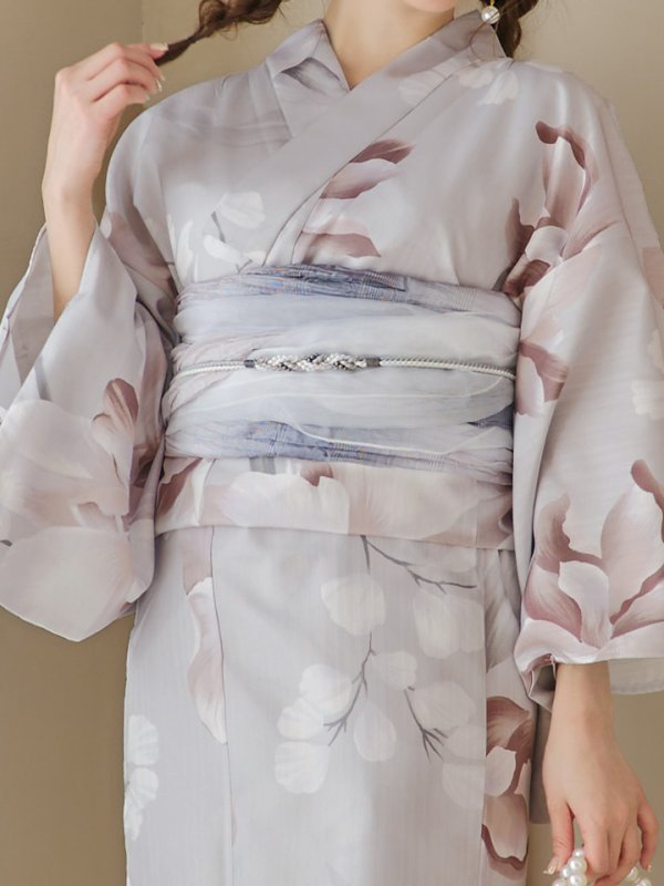 画像19: 【浴衣セール！】【即日発送！】アイシーリリーフラワー浴衣【浴衣３点セット 浴衣/帯/下駄】[YMT] (19)