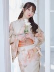 画像1: 【即日発送】ピンクベージュ牡丹浴衣 OBI-g-500-kj-4-OR / HIMO-900-yn-5-IV / HEKO-800-sb-5-WH / YA-594-kj-CL / YA-1081-kj-BR / GETA-01-kj-7-P / [YMT] (1)