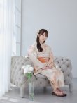 画像10: 【即日発送】ピンクベージュ牡丹浴衣 OBI-g-500-kj-4-OR / HIMO-900-yn-5-IV / HEKO-800-sb-5-WH / YA-594-kj-CL / YA-1081-kj-BR / GETA-01-kj-7-P / [YMT] (10)