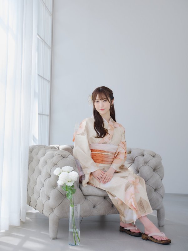 画像11: 【即日発送】ピンクベージュ牡丹浴衣【浴衣３点セット 浴衣/帯/下駄】[YMT] (11)