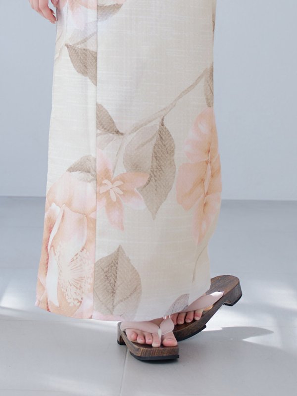 画像18: 【即日発送】ピンクベージュ牡丹浴衣【浴衣３点セット 浴衣/帯/下駄】[YMT] (18)