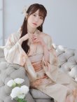 画像2: 【即日発送】ピンクベージュ牡丹浴衣 OBI-g-500-kj-4-OR / HIMO-900-yn-5-IV / HEKO-800-sb-5-WH / YA-594-kj-CL / YA-1081-kj-BR / GETA-01-kj-7-P / [YMT] (2)
