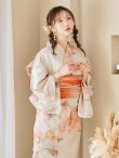 画像2: 【即日発送！】ピンクベージュ牡丹浴衣 OBI-g-500-kj-4-OR / HIMO-900-yn-5-IV / HEKO-800-sb-5-WH / YA-594-kj-CL / YA-1081-kj-BR / GETA-01-kj-7-P/ [YMT] (2)
