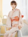 画像1: 【即日発送】ピンクベージュ牡丹浴衣 OBI-g-500-kj-4-OR / HIMO-900-yn-5-IV / HEKO-800-sb-5-WH / YA-594-kj-CL / YA-1081-kj-BR / GETA-01-kj-7-P / [YMT] (1)