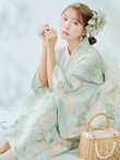 画像1: 【即日発送】アイシーミントフラワー浴衣 OBI-siwa-200-kj-13-OW / HIMO-900-yn-5-IV / HEKO-800-sb-5-WH / YA-1082-kj-MI / GETA-01-kj-4-MI /  [YMT] (1)