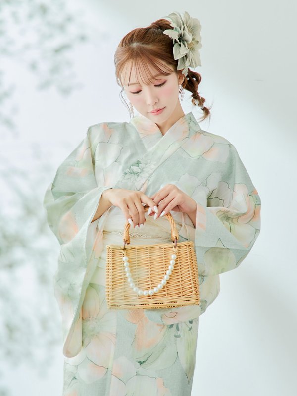 画像13: 【即日発送】アイシーミントフラワー浴衣【浴衣３点セット 浴衣/帯/下駄】[YMT] (13)