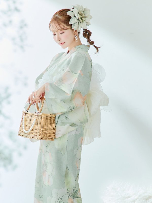 画像19: 【即日発送】アイシーミントフラワー浴衣【浴衣３点セット 浴衣/帯/下駄】[YMT] (19)