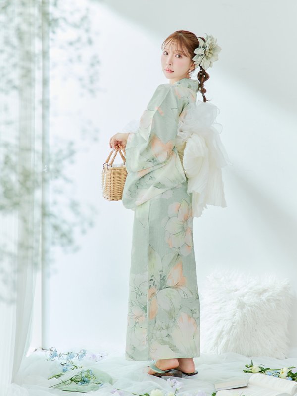 画像21: 【即日発送】アイシーミントフラワー浴衣【浴衣３点セット 浴衣/帯/下駄】[YMT] (21)