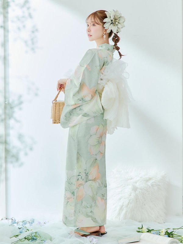 画像22: 【即日発送】アイシーミントフラワー浴衣【浴衣３点セット 浴衣/帯/下駄】[YMT] (22)