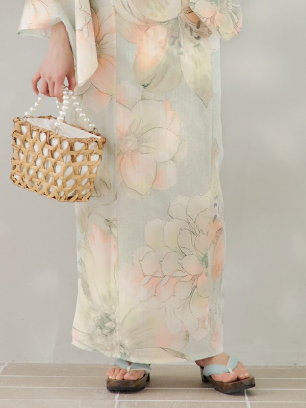 画像21: 【即日発送】アイシーミントフラワー浴衣【浴衣３点セット 浴衣/帯/下駄】[YMT] (21)