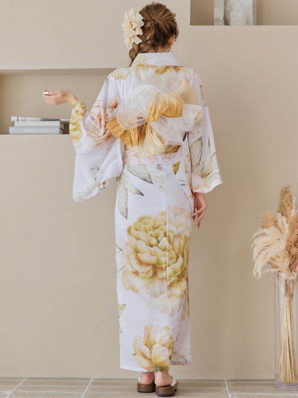 画像20: 【即日発送】アンニュイイエローフラワー浴衣【浴衣３点セット 浴衣/帯/下駄】[YMT] (20)